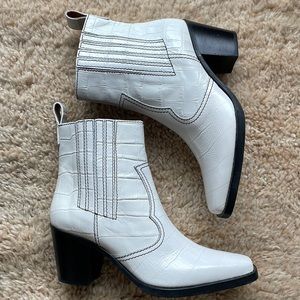 Ganni White Western Ankle Boot